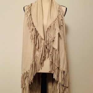 Boutique Faux Cowhide Tan Wrap Vest